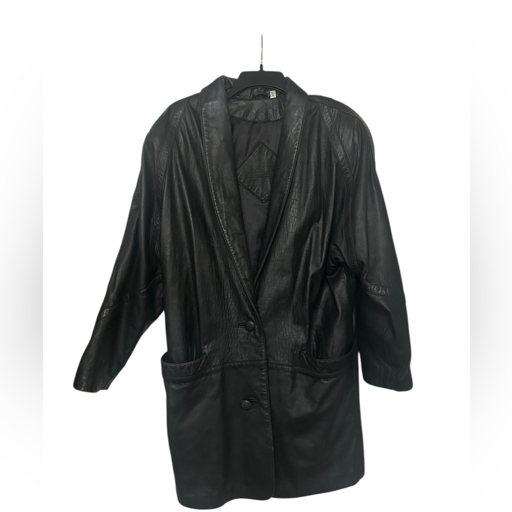 Women's Black Leather Jacket Vintage 80’s